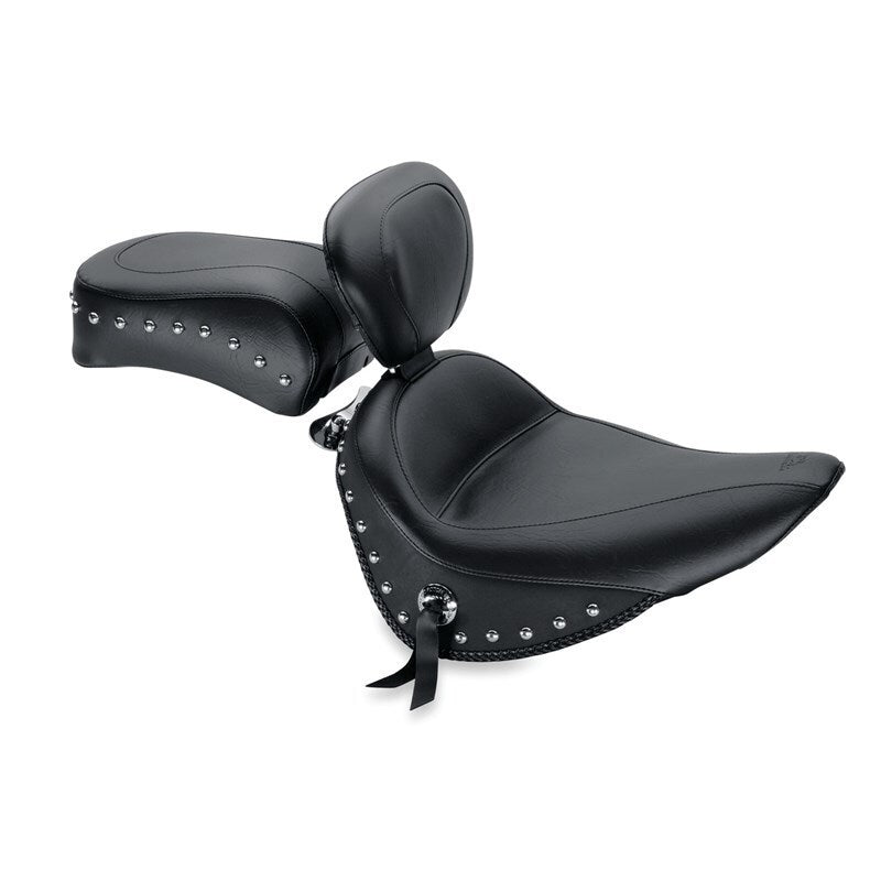 Mustang Motorcycle Mustang 00-15 Harley Softail Standard Rear Tire Standard Touring Solo Seat w/Driver Backrest - Black