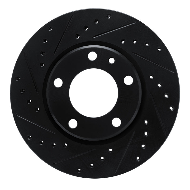 R1 Concepts R1 88-91 BMW M3 Front Left Drilled & Slotted Black Brake Rotor