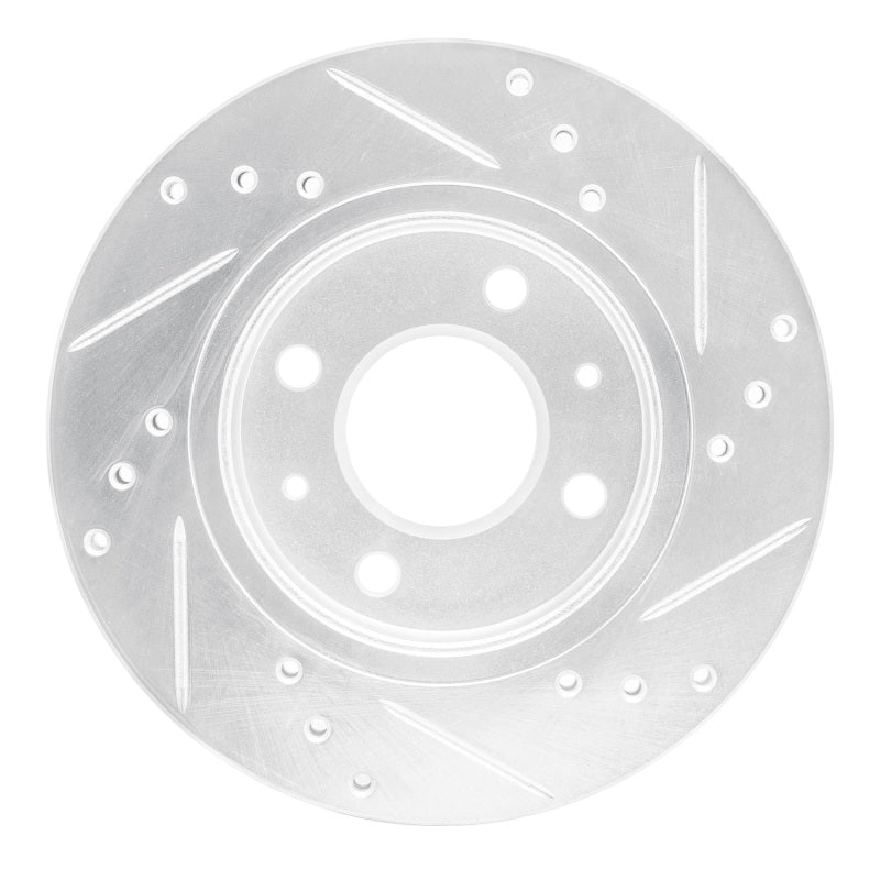 R1 Concepts R1 86-17 Nissan NX Front Left Drilled & Slotted Silver Brake Rotor