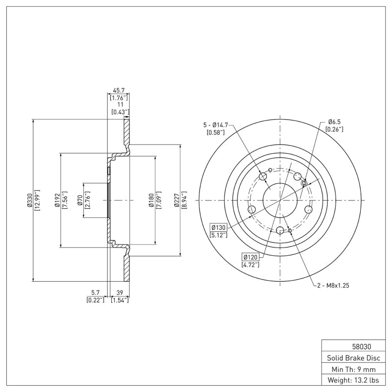 DFC 17-20 Acura MDX Rear Brake Rotor