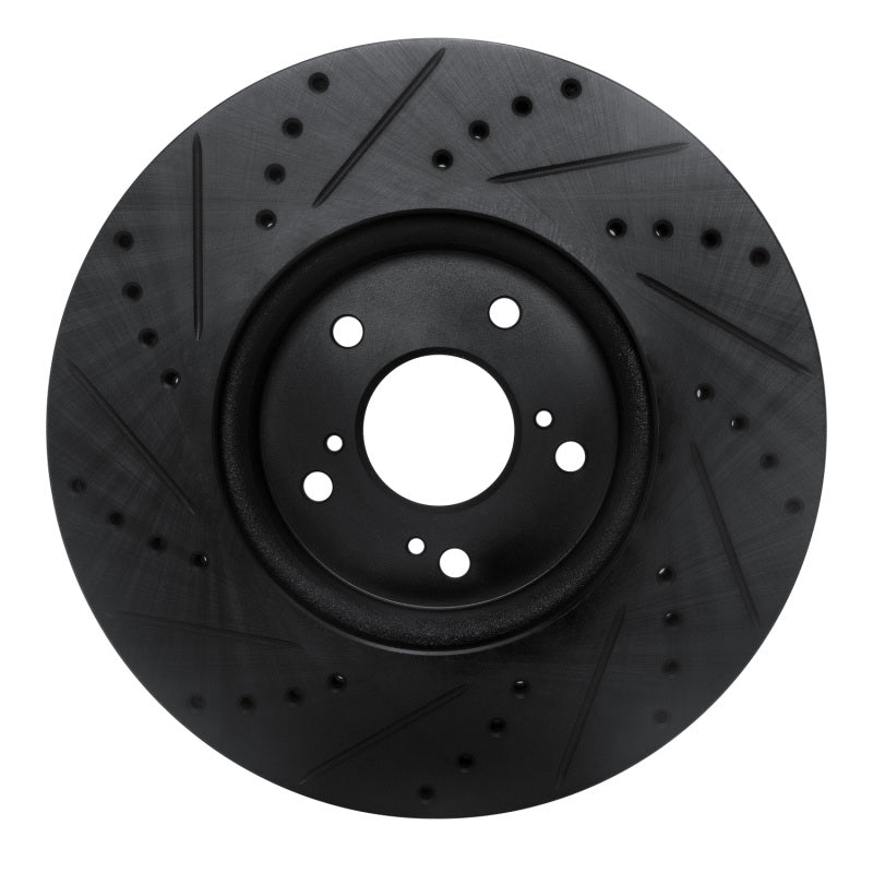 R1 Concepts R1 2013-2025 Acura ILX Front Right Drilled & Slotted Black Brake Rotor