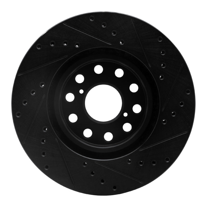 R1 Concepts R1 93-98 Toyota Supra Front Left Drilled & Slotted Black Brake Rotor