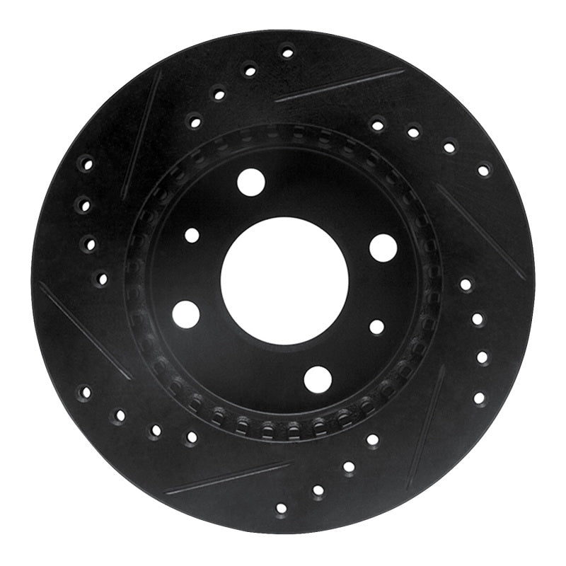 R1 Concepts R1 95-00 Nissan Lucino (Mexico) Front Right Drilled & Slotted Black Brake Rotor
