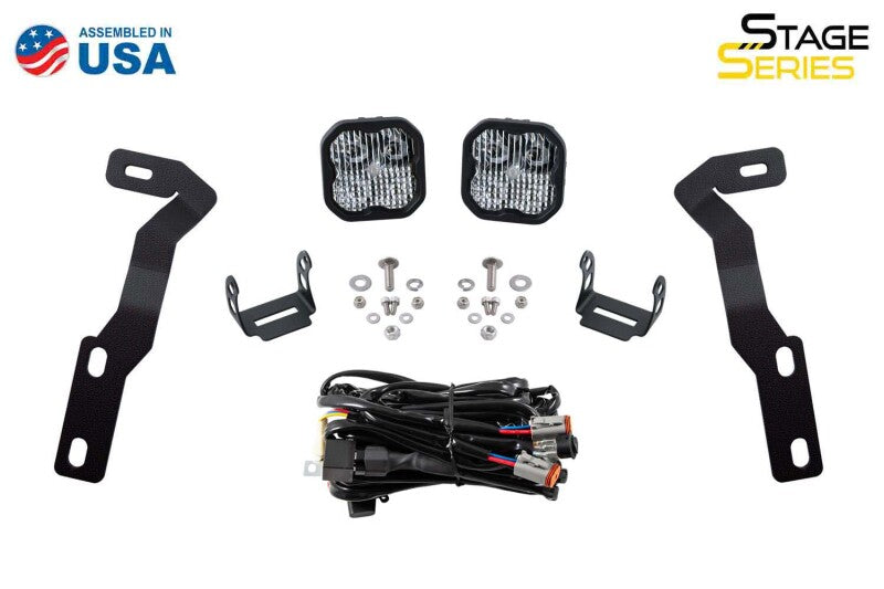 Diode Dynamics 16-21 Toyota Tacoma Stage Series 2in LED Ditch Light Kit - Sport Yellow Combo