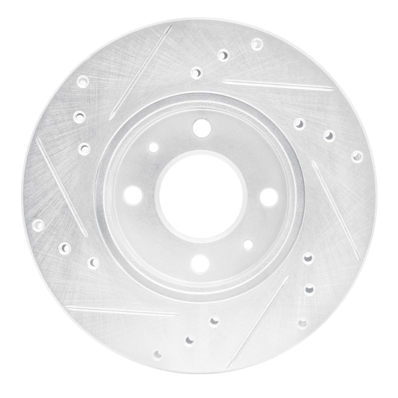 R1 Concepts R1 88-06 Nissan NX Front Right Drilled & Slotted Silver Brake Rotor