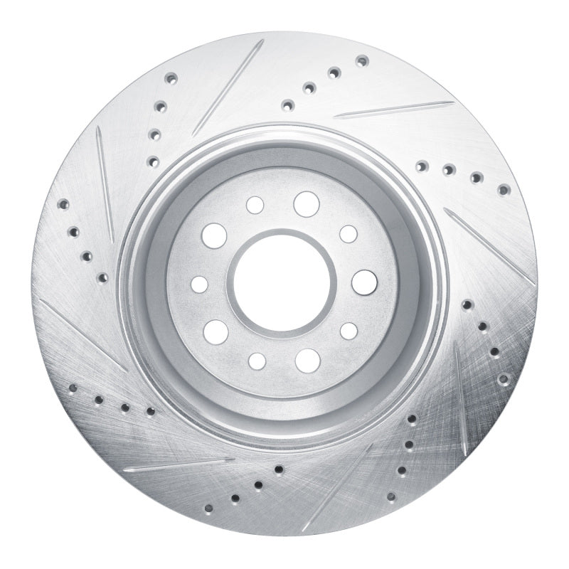 R1 Concepts R1 14-16 Maserati Ghibli Rear Right Drilled & Slotted Silver Brake Rotor