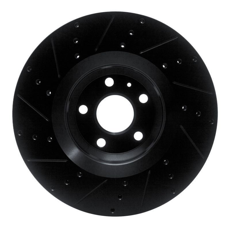 R1 Concepts R1 12-15 Audi TTS Quattro Front Right Drilled & Slotted Black Brake Rotor