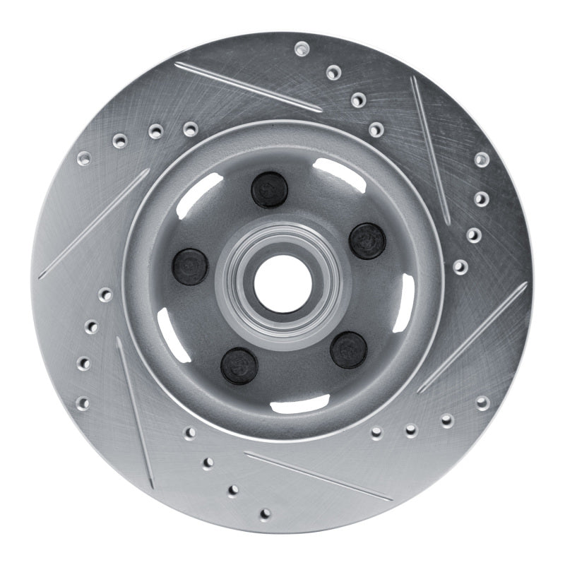 R1 Concepts R1 65-67 Ford Falcon Front Left Drilled & Slotted Silver Brake Rotor