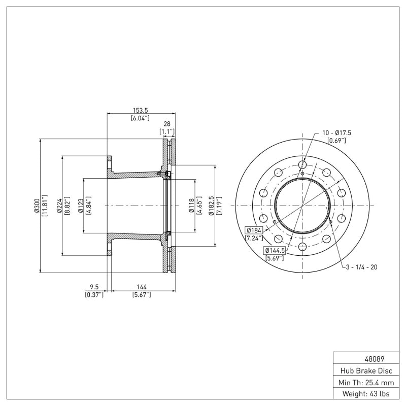 DFC 06-12 Workhorse W42 (9400-14500lb GVW) Rear GeoSPEC Coated Rotor