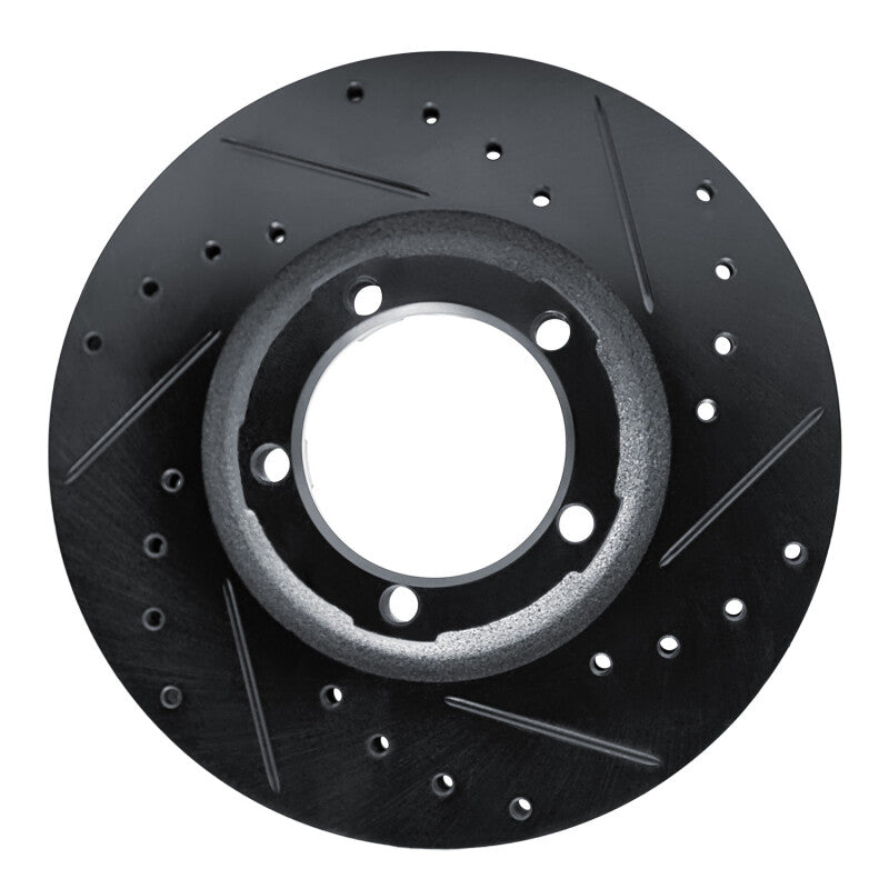 R1 Concepts R1 87-90 Mitsubishi Van Front Right Drilled & Slotted Black Brake Rotor