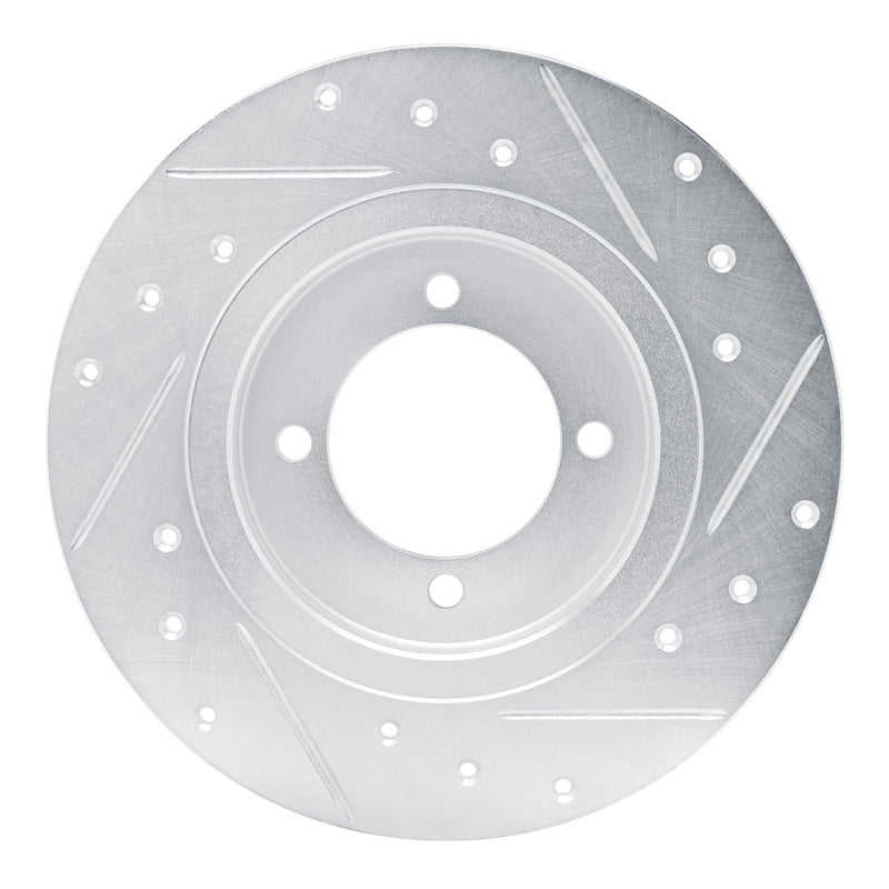 R1 Concepts R1 75-82 Nissan 210 Front Left Drilled & Slotted Silver Brake Rotor