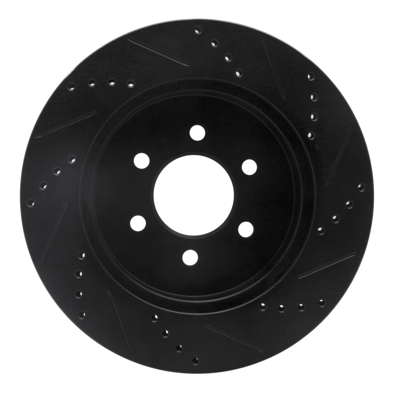 R1 Concepts R1 03-04 Dodge Dakota 4WD Front Left Drilled & Slotted Black Brake Rotor
