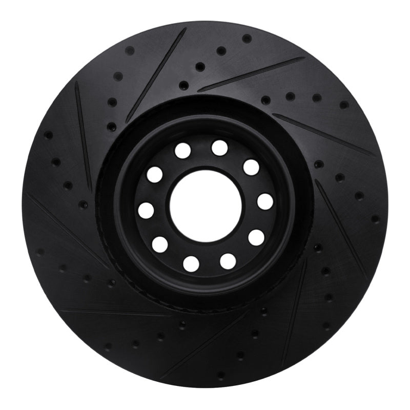 R1 Concepts R1 99-04 Audi S6 Front Right Drilled & Slotted Black Brake Rotor
