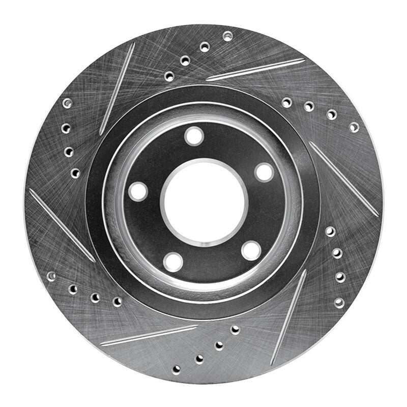 R1 Concepts R1 07-15 Nissan Rogue Front Right Drilled & Slotted Silver Brake Rotor