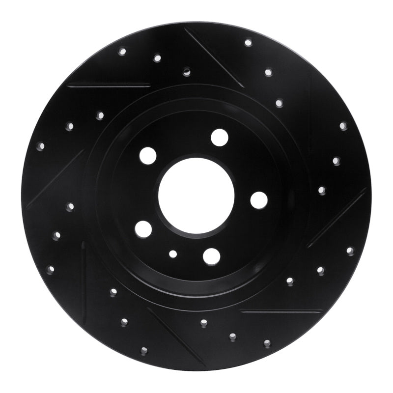 R1 Concepts R1 09-25 Audi A4 Left Drilled & Slotted Black Brake Rotor
