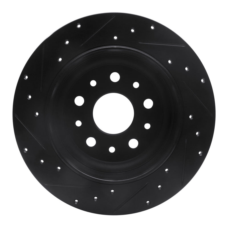 R1 Concepts R1 18-25 Jeep Wrangler Rear Right Drilled & Slotted Black Brake Rotor
