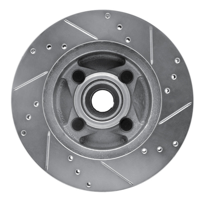 R1 Concepts R1 87-93 Ford Mustang Front Left Drilled & Slotted Silver Brake Rotor
