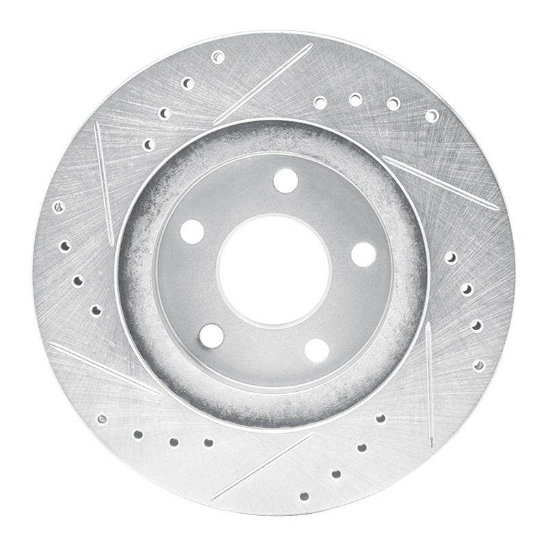 R1 Concepts R1 89-90 Ford Thunderbird Front Right Drilled & Slotted Silver Brake Rotor