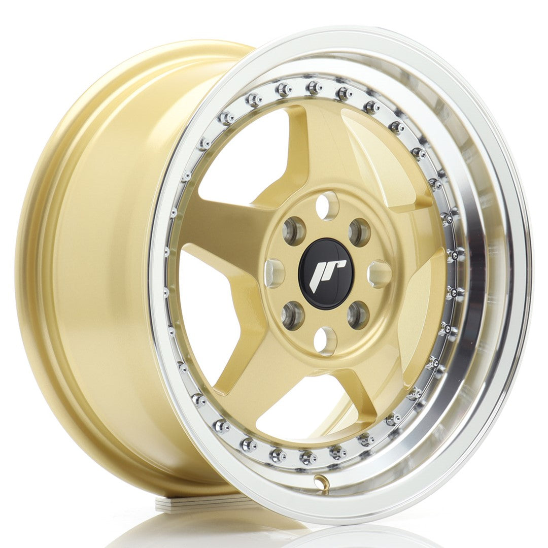JR Wheels JR615704H3567GDL1 - JR6 15x7 ET35 4x100 Gold w/ Machined Lip
