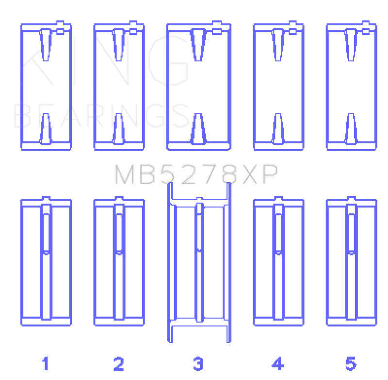 King Engine Bearings Ford 140Ci /2.3Liter/L4 (Size +0.50mm) Main Bearing Set
