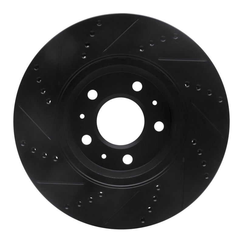 R1 Concepts R1 03-08 Cadillac STS Front Right Drilled & Slotted Black Brake Rotor