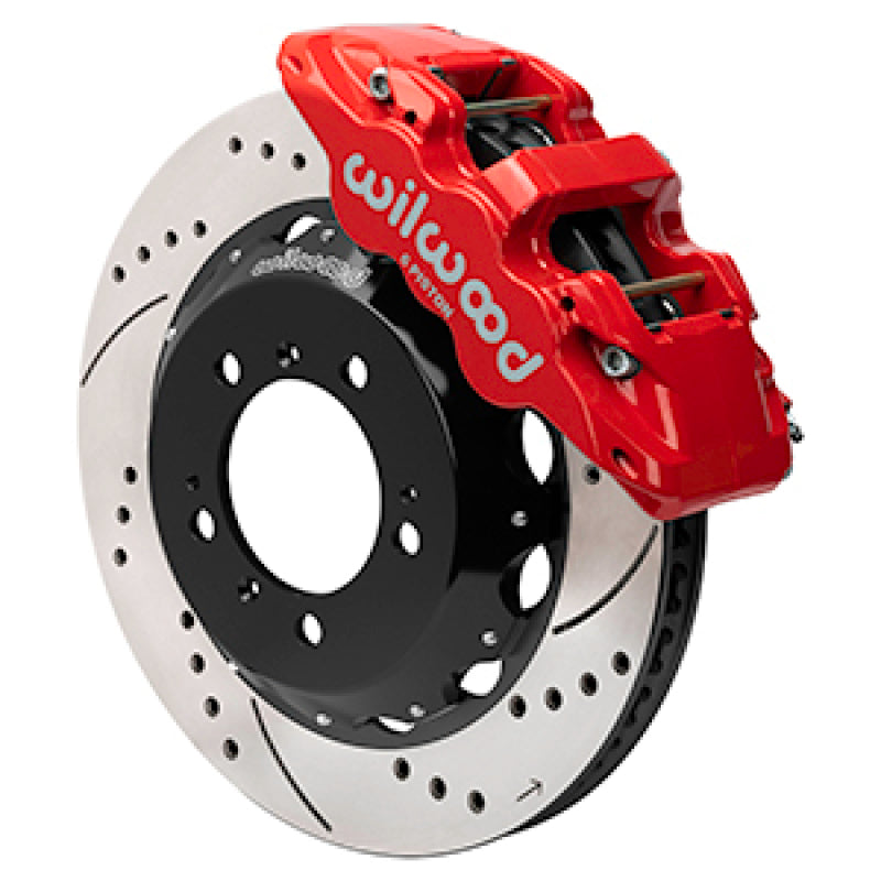 Wilwood 99-12 Porsche 911 (996/997) Aero6 Front Brake Kit Drill/Slot 14.00in Rotor W/Lines - Red