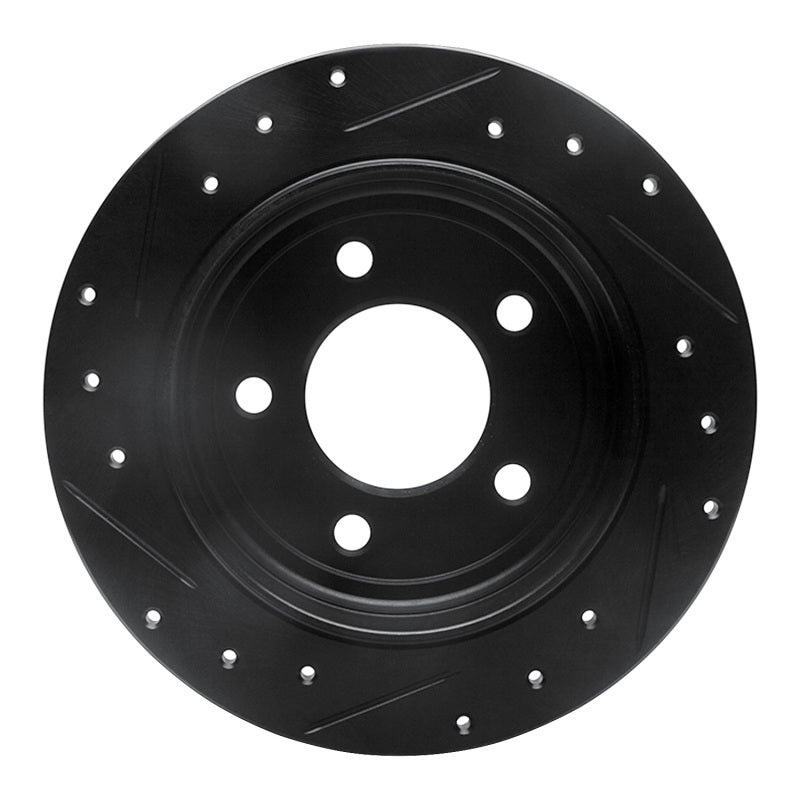 R1 Concepts R1 93-04 Chrysler LHS Rear Right Drilled & Slotted Black Brake Rotor