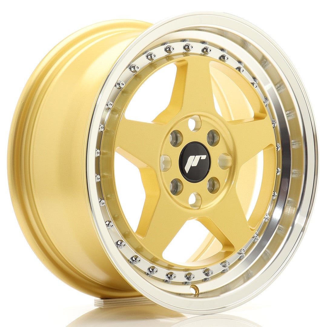 JR Wheels JR616704H3567GDL1 - JR6 16x7 ET35 4x100 Gold w/ Machined Lip