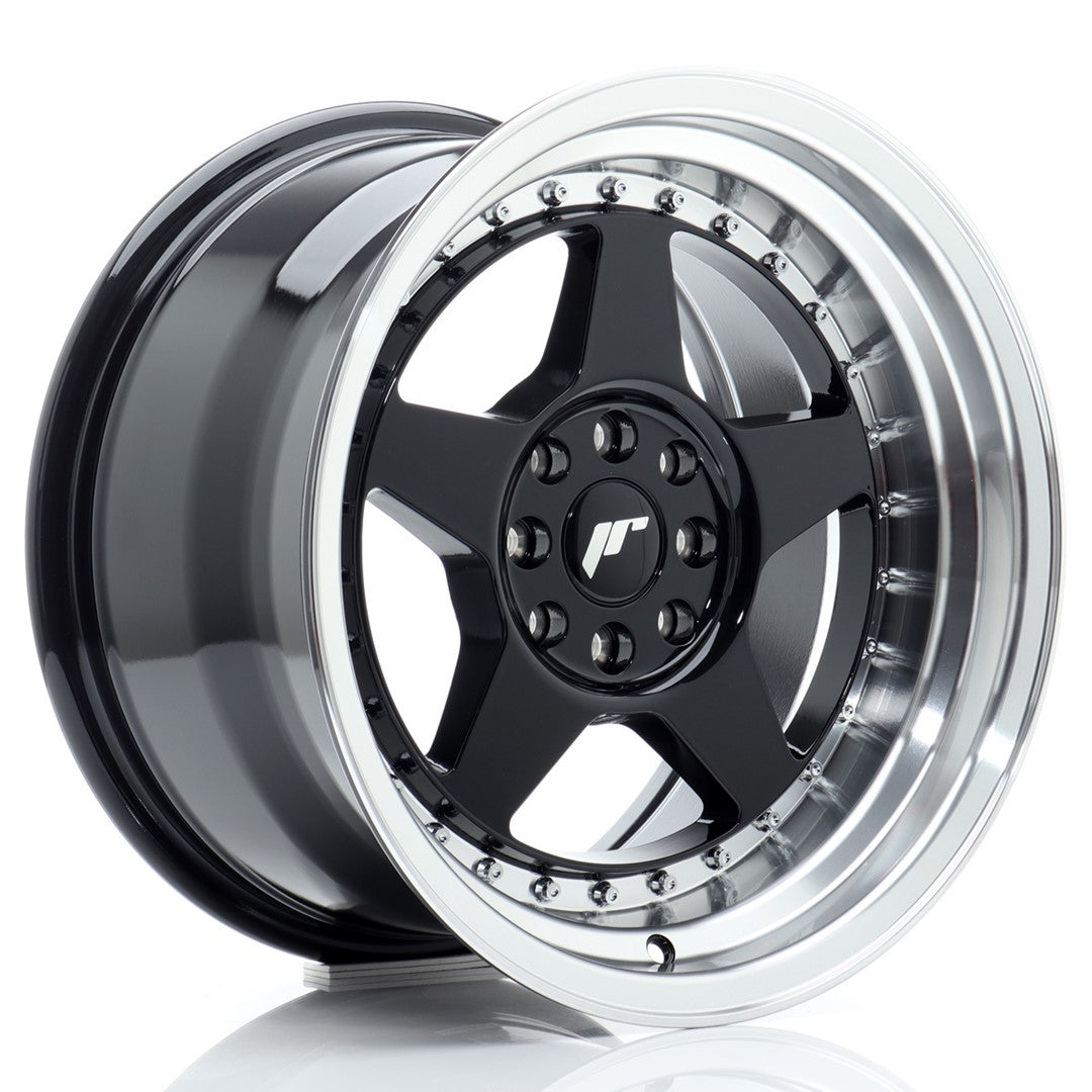 JR Wheels JR6169142067GBL1 - JR6 16x9 ET20 4x100/108 Gloss Black w/ Machined Lip
