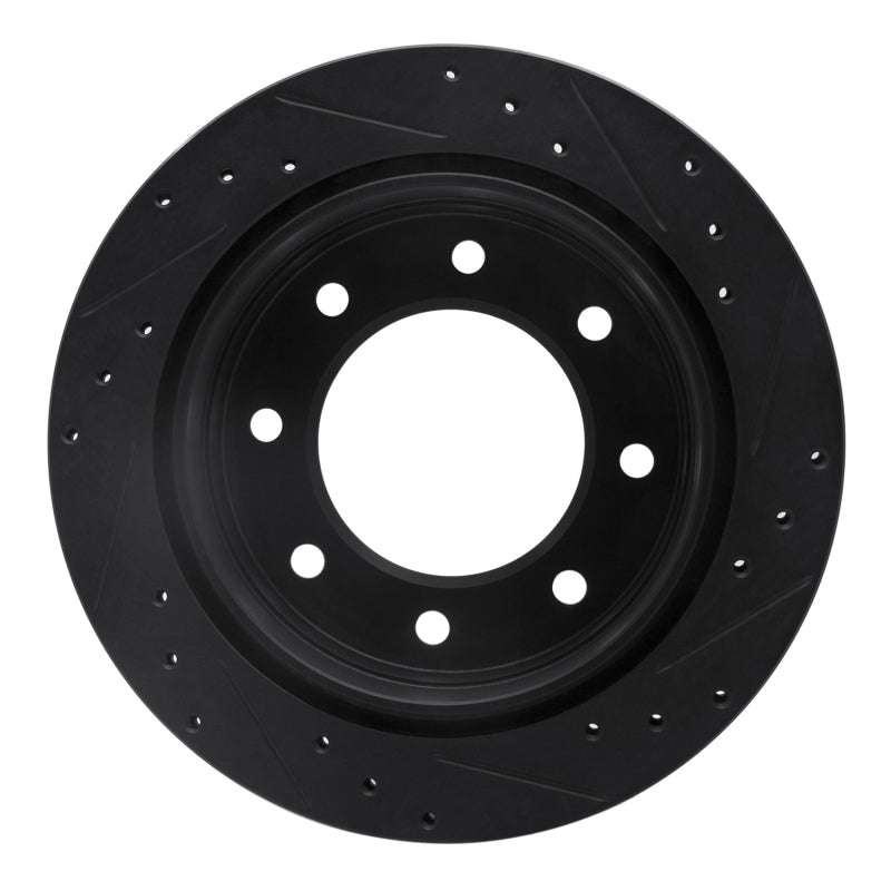 R1 Concepts R1 00-11 Cadillac DTS Rear Left Drilled & Slotted Black Brake Rotor