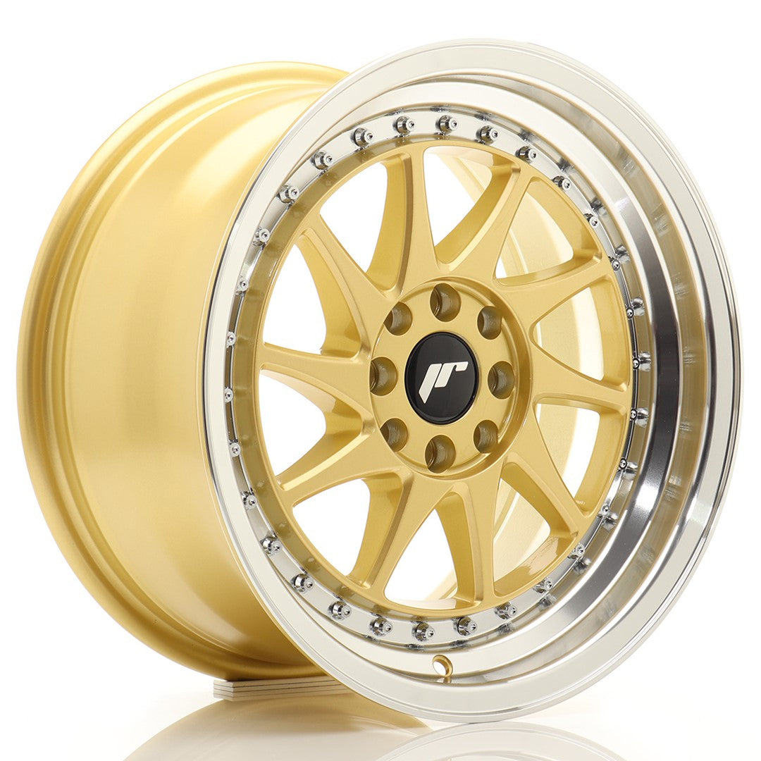 JR Wheels JR2616808H2567GDL1 - JR26 16x8 ET25 4x100/108 Gold w/ Machined Lip