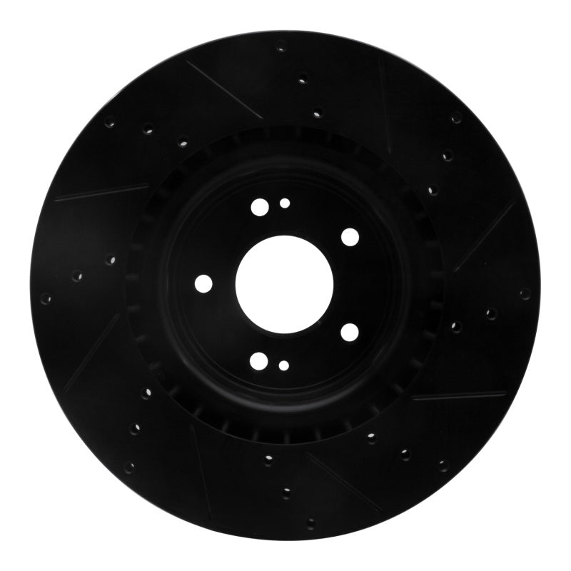 R1 Concepts R1 10-16 Hyundai Genesis Coupe Front Left Drilled & Slotted Black Brake Rotor