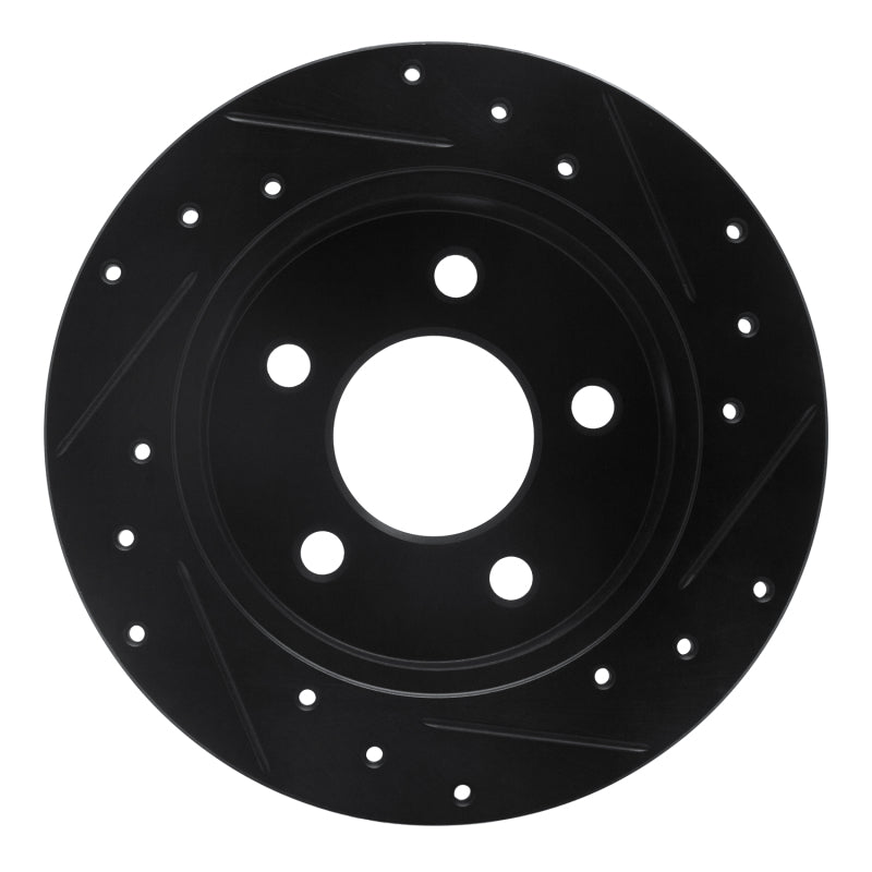 R1 Concepts R1 94-04 Ford Mustang Rear Left Drilled & Slotted Black Brake Rotor