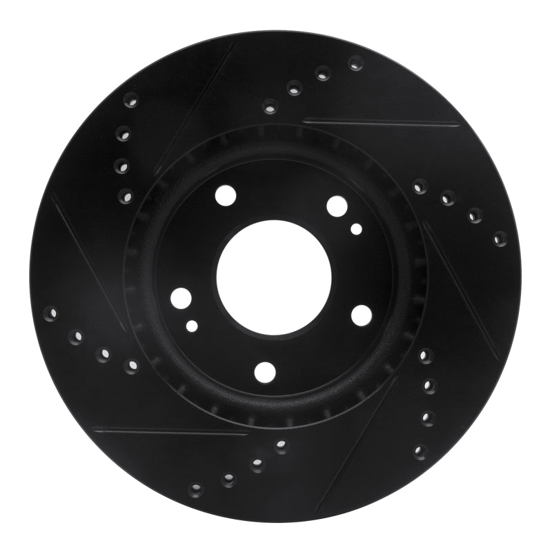 R1 Concepts R1 2011-2025 Hyundai Elantra GT Front Right Drilled & Slotted Black Brake Rotor