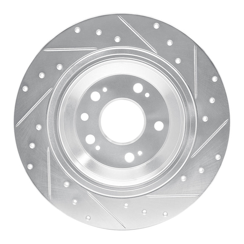 R1 Concepts R1 09-14 Acura TL Rear Left Drilled & Slotted Silver Brake Rotor