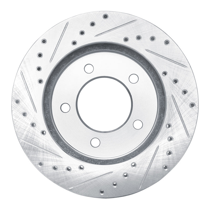 R1 Concepts R1 97-02 Ford Expedition Front Right Drilled & Slotted Silver Brake Rotor