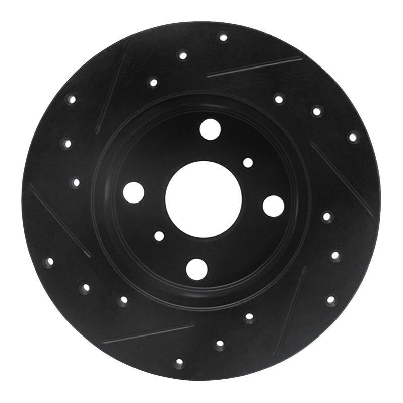 R1 Concepts R1 84-88 Chevrolet Nova Front Right Drilled & Slotted Black Brake Rotor