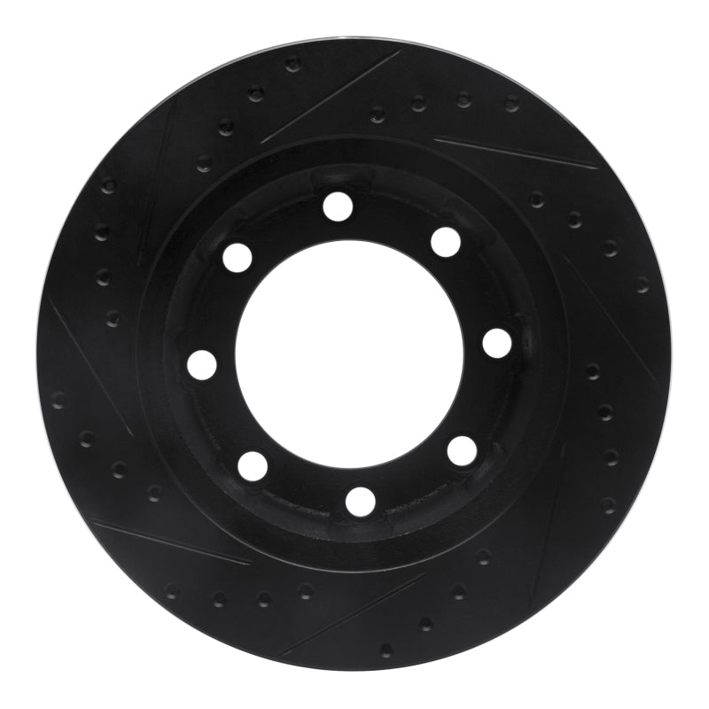 R1 Concepts R1 76-79 Ford F-250 4WD (Excl Super Duty) Front Right Drilled & Slotted Black Brake Rotor