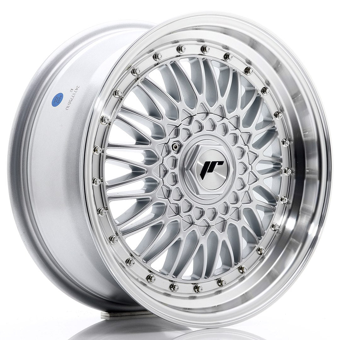 JR Wheels JR91775142074SS - JR9 17x7,5 ET20 4x100/108 Silver w/ Machined Lip+Silver Rivets