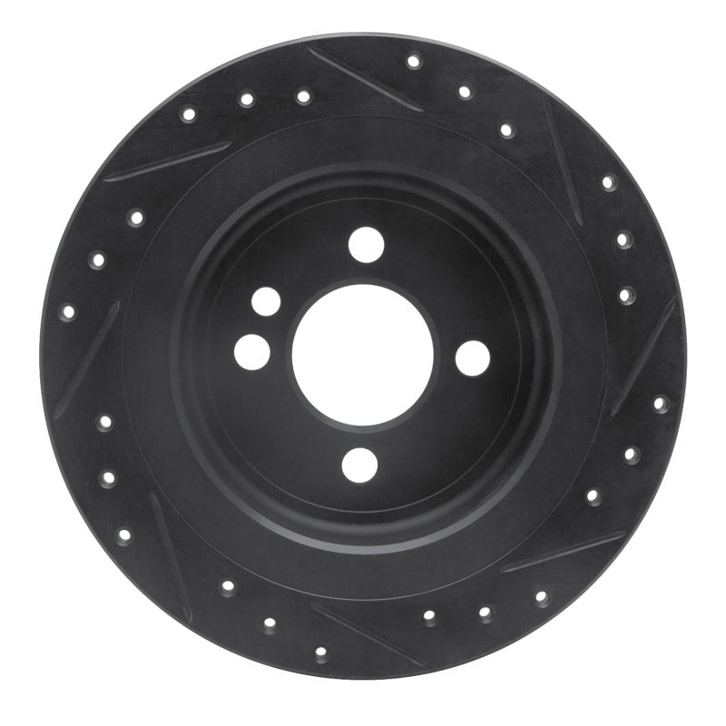 R1 Concepts R1 09-14 Mini Cooper (Excl Clubman) Rear Left Drilled & Slotted Black Brake Rotor