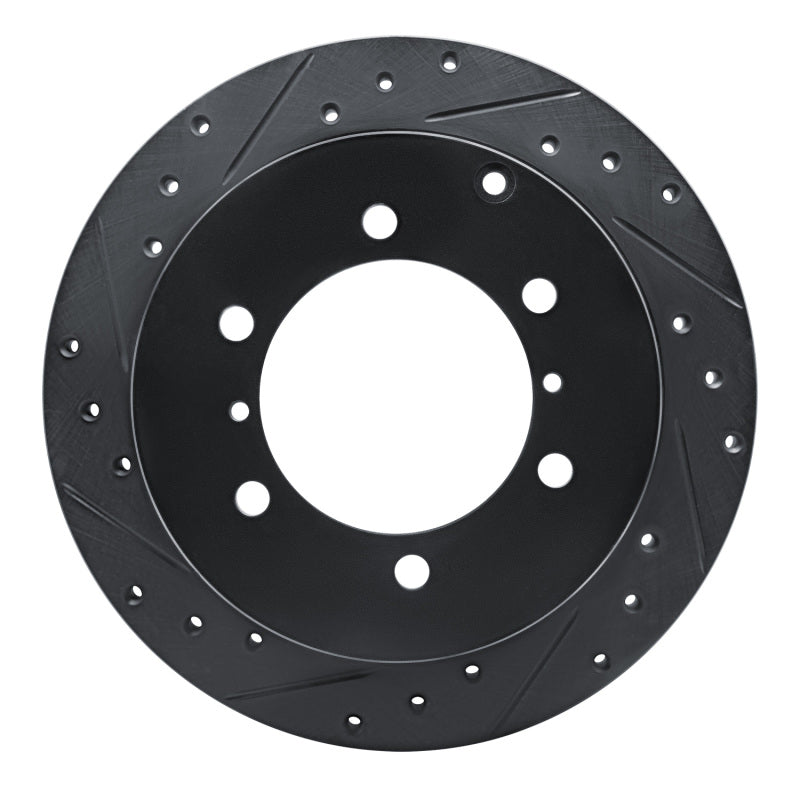 R1 Concepts R1 90-04 Mitsubishi Montero Rear Left Drilled & Slotted Black Brake Rotor
