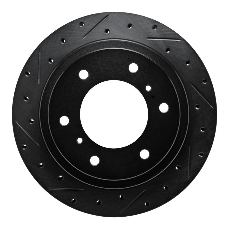 R1 Concepts R1 00-06 Mitsubishi Montero Rear Left Drilled & Slotted Black Brake Rotor