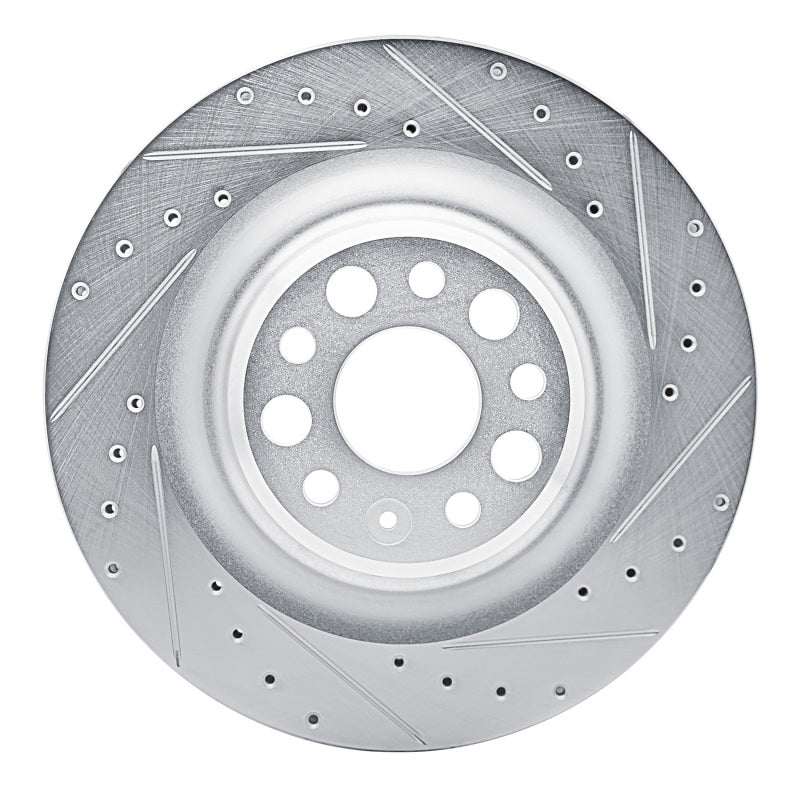 R1 Concepts R1 21-25 Tesla Model S Rear Right Drilled & Slotted Silver Brake Rotor