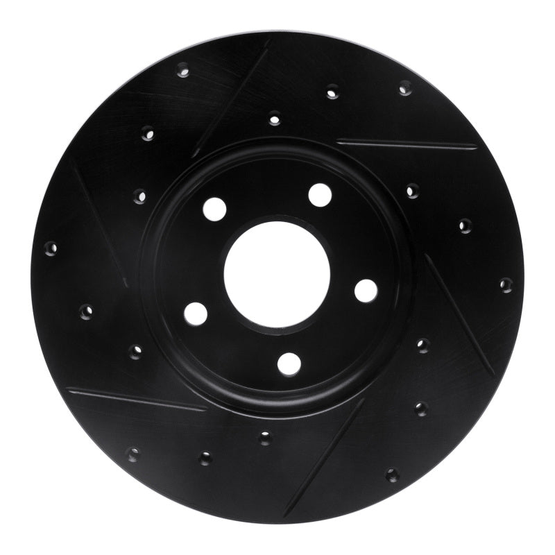 R1 Concepts R1 12-18 Ford C-MAX Front Right Drilled & Slotted Black Brake Rotor