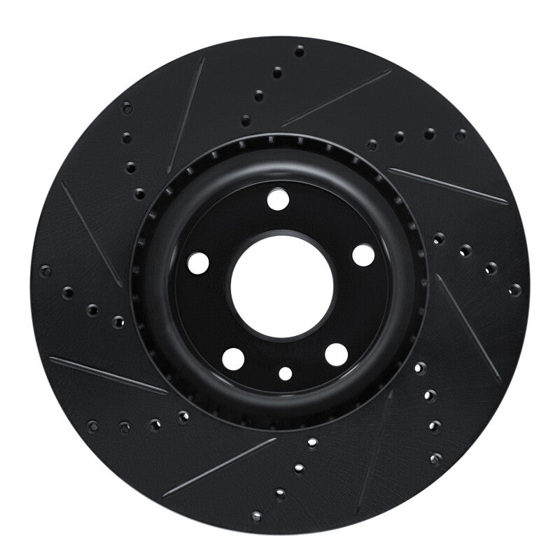R1 Concepts R1 14-19 Chevrolet Corvette Front Right Drilled & Slotted Black Brake Rotor
