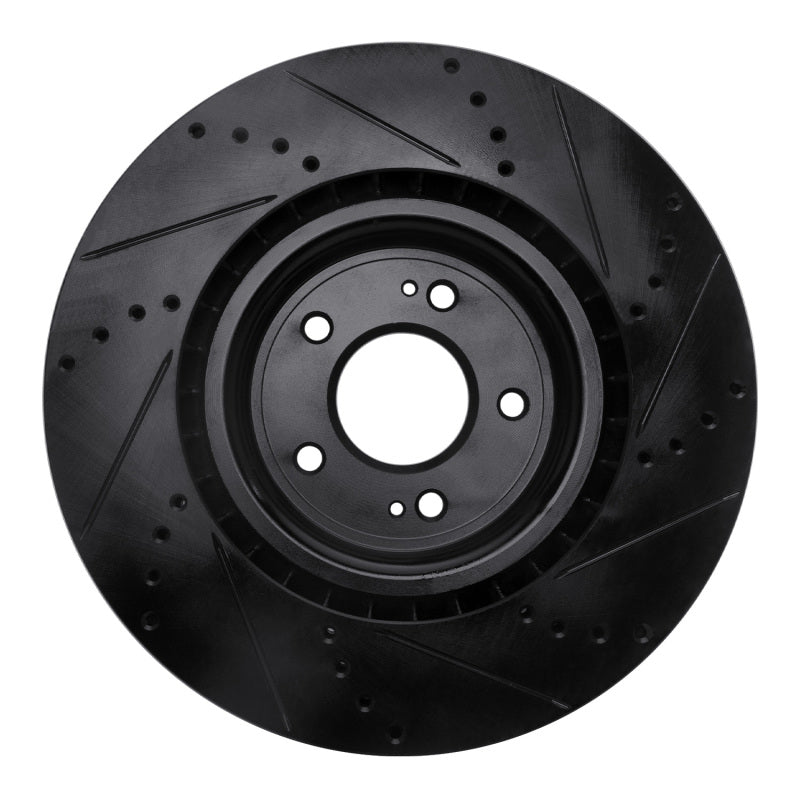 R1 Concepts R1 08-15 Mitsubishi Lancer Front Left Drilled & Slotted Black Brake Rotor