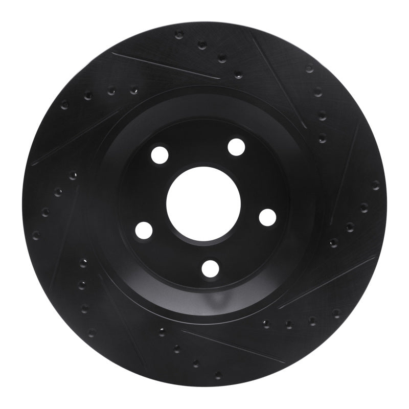 R1 Concepts R1 12-18 Jeep Wrangler Front Left Drilled & Slotted Black Brake Rotor