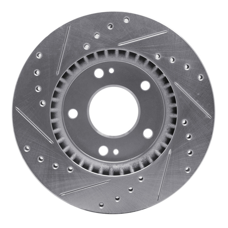 R1 Concepts R1 07-10 Hyundai Elantra Front Right Drilled & Slotted Silver Brake Rotor