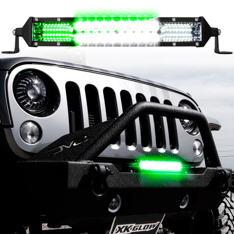 XKGLOW XK Glow 2-in-1 LED Light Bar w/ White and Hunting Green Flood and Spot Work Light 30In