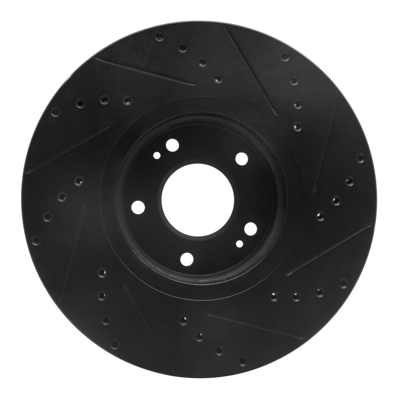 R1 Concepts R1 07-12 Hyundai Veracruz Front Left Drilled & Slotted Black Brake Rotor